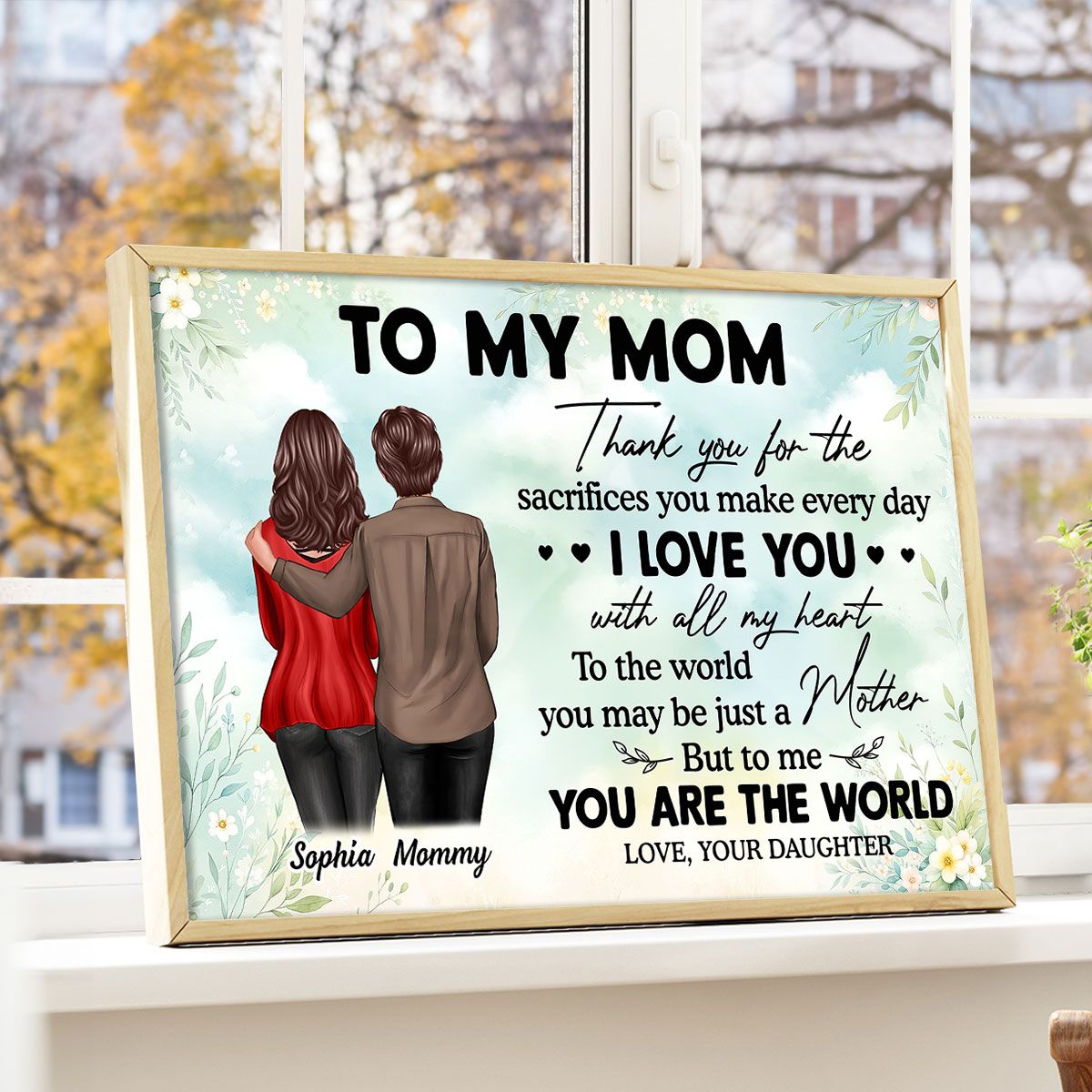 To My Mom From Daughter Happy Mother's Day Personalized Canvas, Mother's Day Gift For Mom
