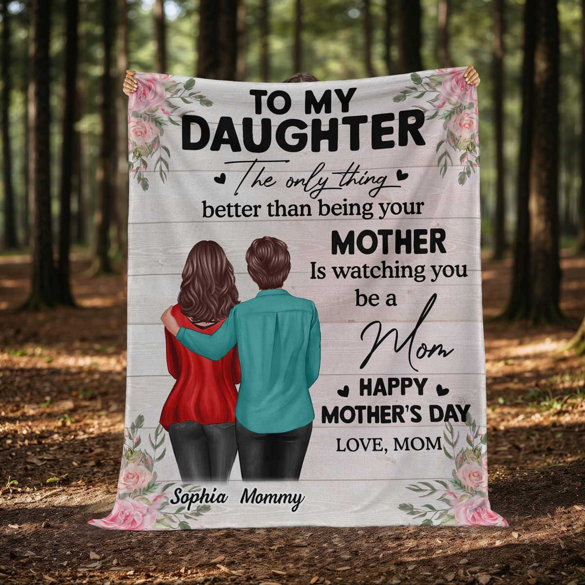 To My Daughter From Mom Happy Mother's Day Personalized Fleece Blanket, Mother's Day Gift For Daughter