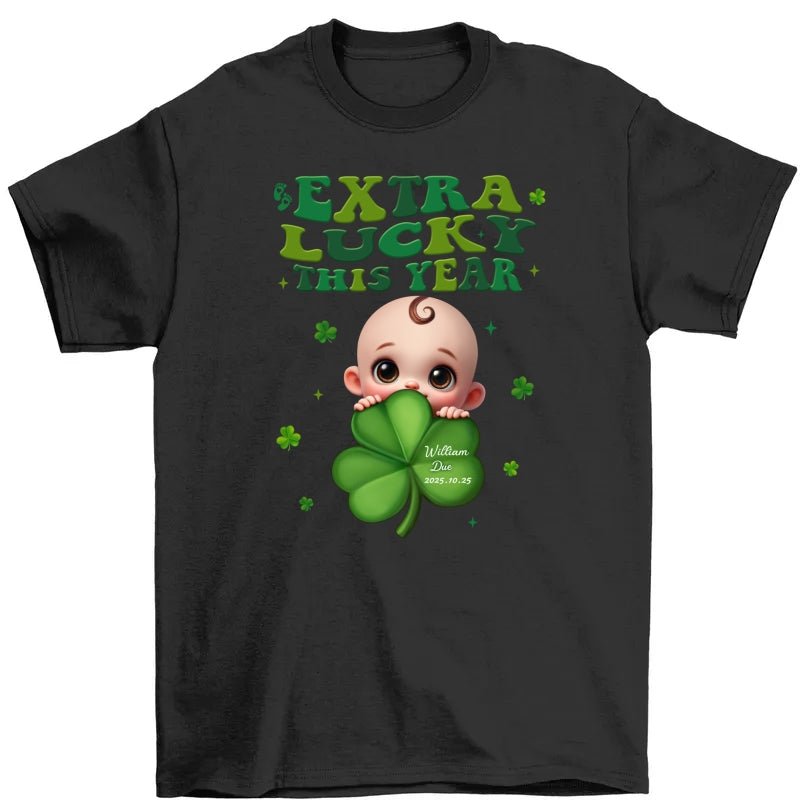 Extra Lucky This Year, St Patrick's Day Pregnancy Reveal Personalized Shirt, Pregnancy Announcement, Mom To Be