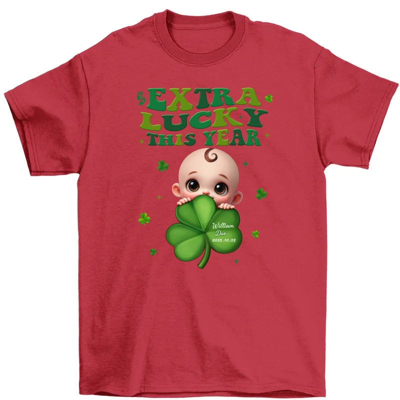 Extra Lucky This Year, St Patrick's Day Pregnancy Reveal Personalized Shirt, Pregnancy Announcement, Mom To Be