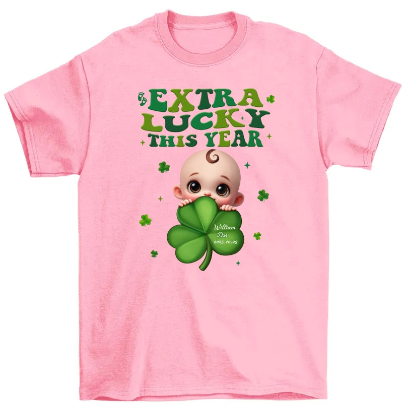 Extra Lucky This Year, St Patrick's Day Pregnancy Reveal Personalized Shirt, Pregnancy Announcement, Mom To Be