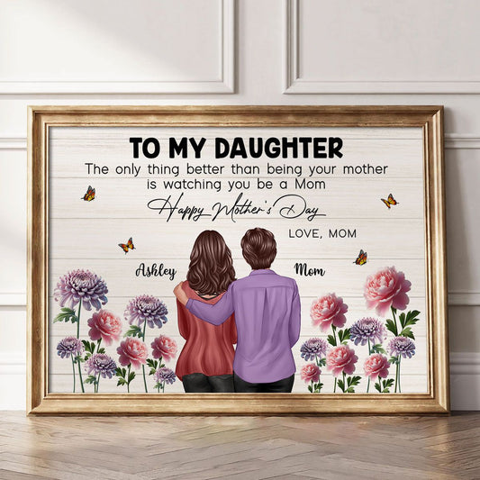 To My Daughter From Mom Happy Mother's Day Birth Flower Personalized Canvas, Mother's Day Gift For Daughter