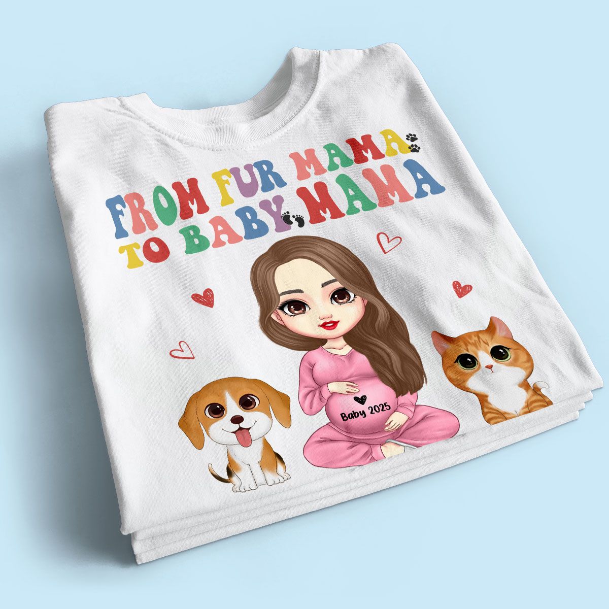 From Fur Mama To Baby Mama Personalized Shirt, Dog Mom Cat Mom, Custom Pregnancy Reveal Shirt, Mother's Day Gift For Expecting Moms