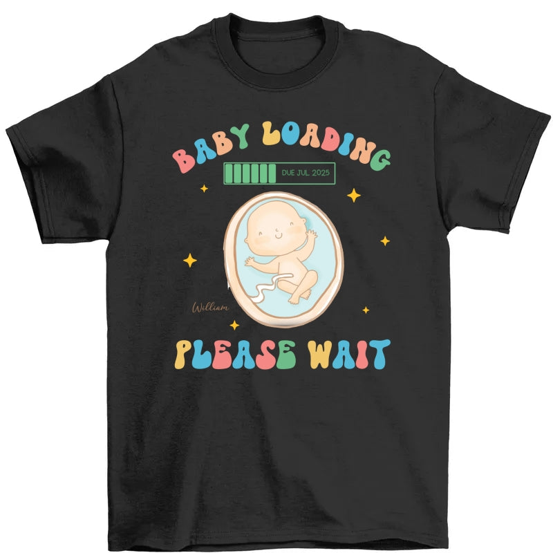 Baby Loading Please Wait Personalized Shirt for New Mom, Pregnancy Announcement Gift for Her, Cute Baby Announcement Shirt for Pregnancy Reveal Shirt