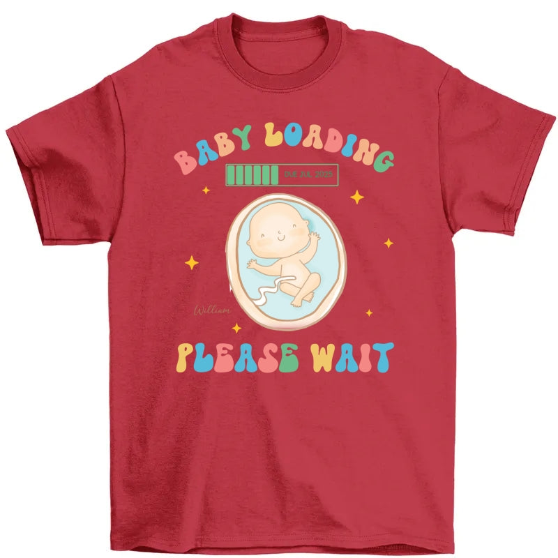 Baby Loading Please Wait Personalized Shirt for New Mom, Pregnancy Announcement Gift for Her, Cute Baby Announcement Shirt for Pregnancy Reveal Shirt
