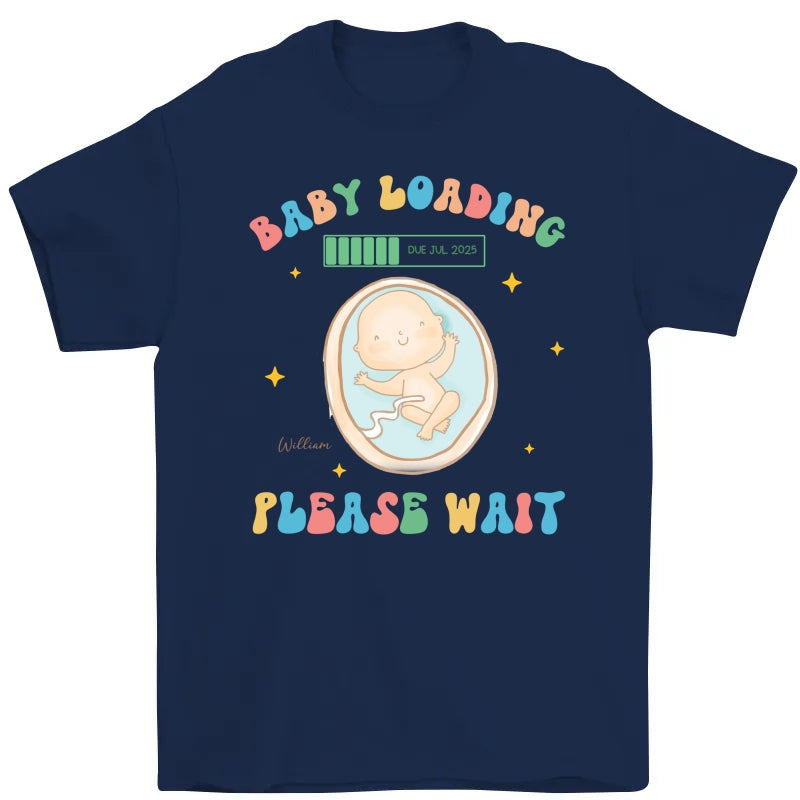 Baby Loading Please Wait Personalized Shirt for New Mom, Pregnancy Announcement Gift for Her, Cute Baby Announcement Shirt for Pregnancy Reveal Shirt