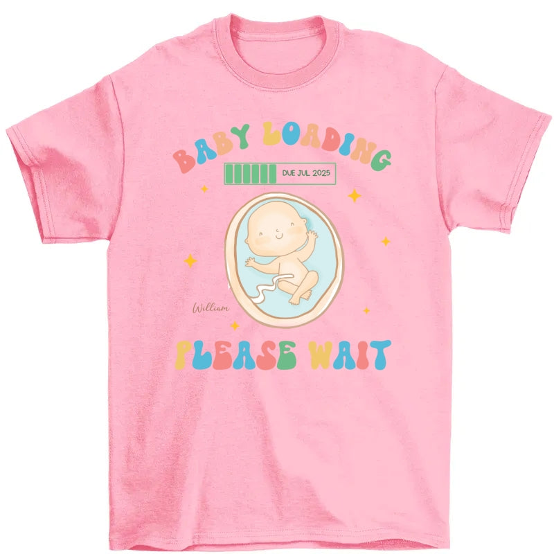Baby Loading Please Wait Personalized Shirt for New Mom, Pregnancy Announcement Gift for Her, Cute Baby Announcement Shirt for Pregnancy Reveal Shirt