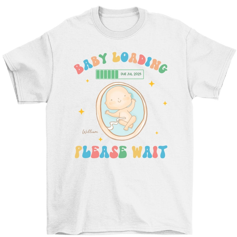 Baby Loading Please Wait Personalized Shirt for New Mom, Pregnancy Announcement Gift for Her, Cute Baby Announcement Shirt for Pregnancy Reveal Shirt