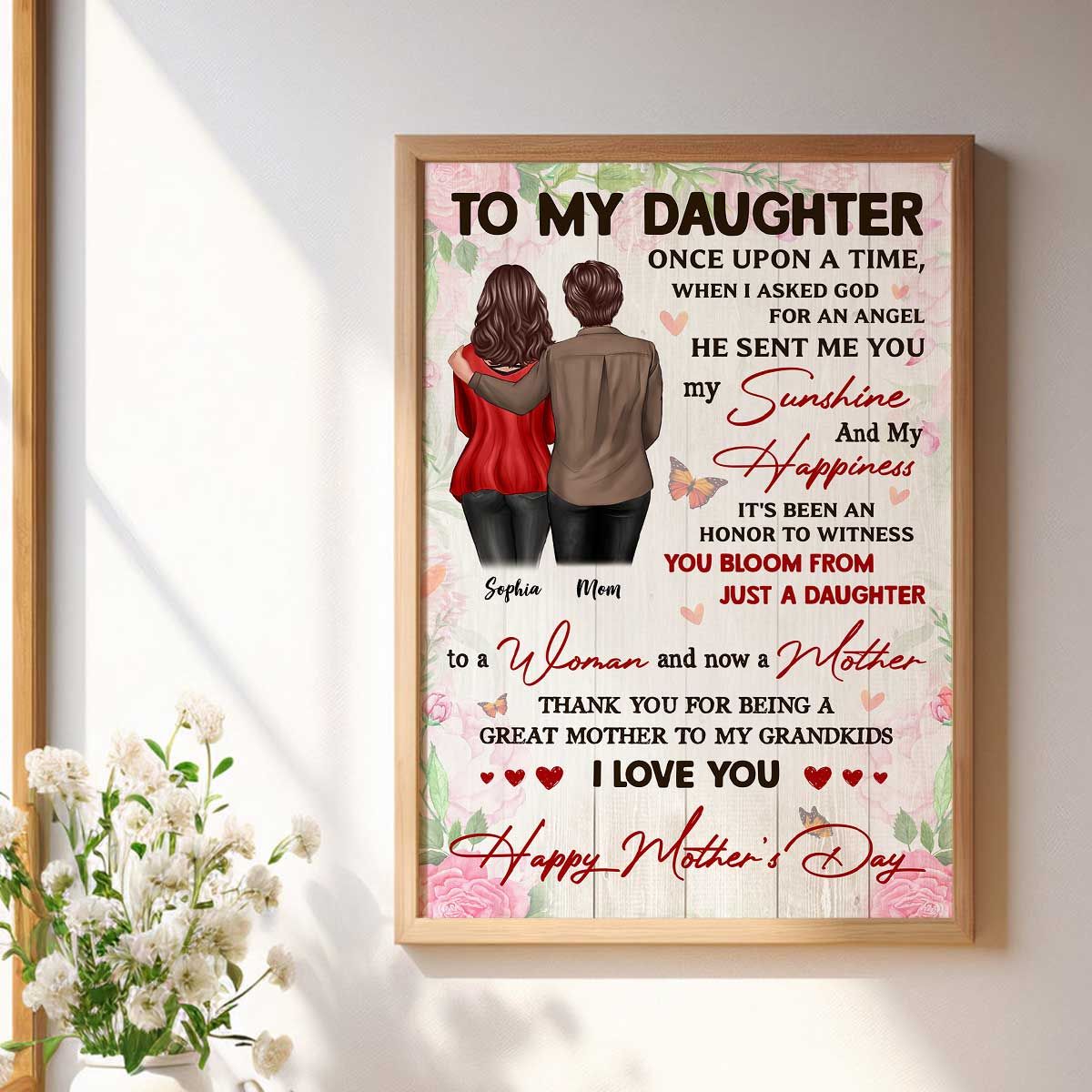 Watching You Be A Mom Happy Mother's Day From Mom Personalized Canvas, Mother's Day Gift For Daughter