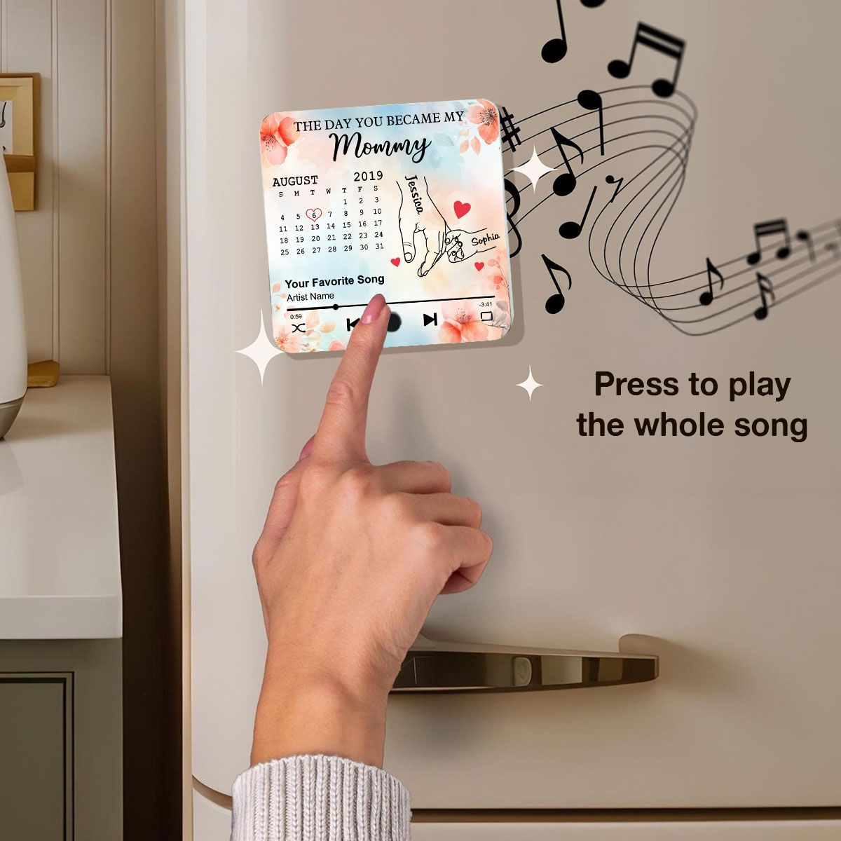 The Day You Became My Mom Grandma Custom Calendar Personalized Music Fridge Magnet, Birthday, Mother's Day, Just Because Gift for Mom, Grandma