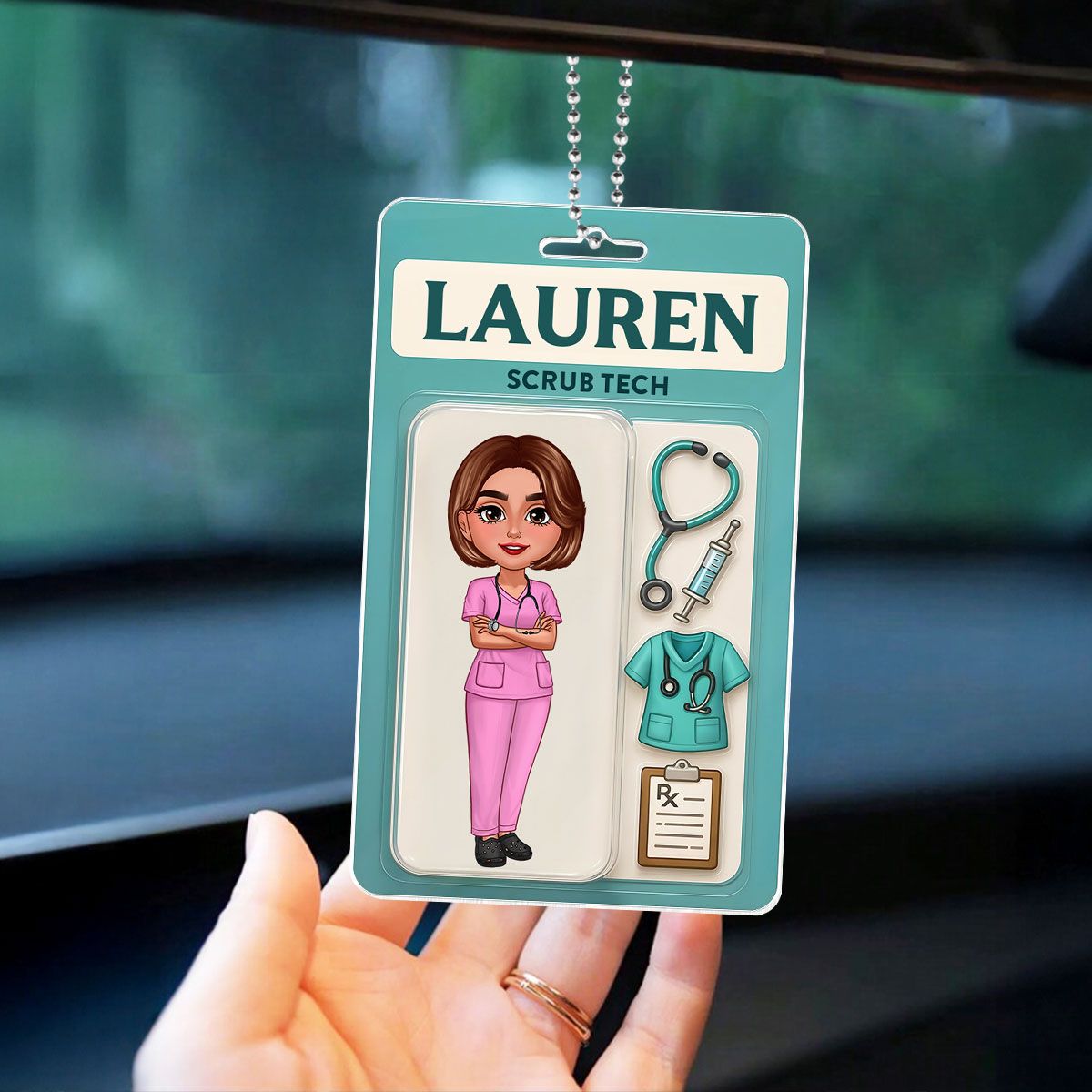 Nurse Custom Figure Cute Doll Nurse Personalized Acrylic Car Hanger