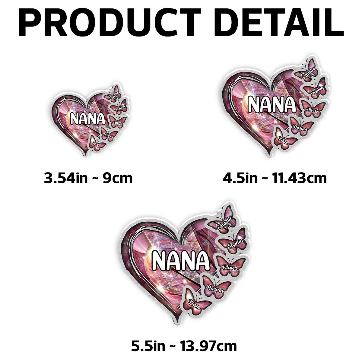 Sparkling Grandma Mom Heart Butterfly Kids Personalized Acrylic Magnet