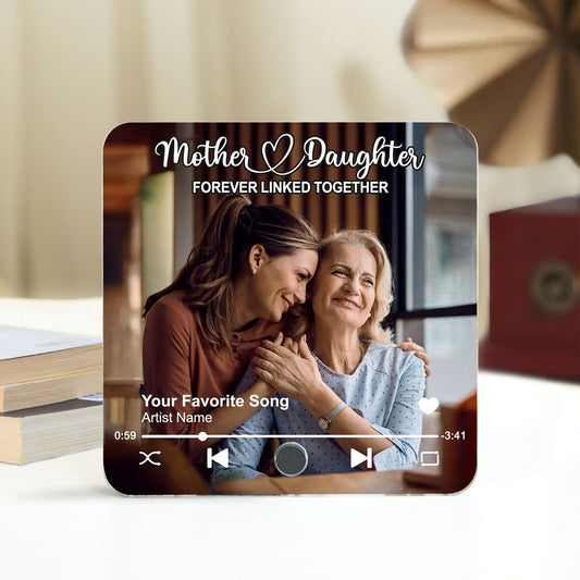 Mother & Daughters Sons Forever Linked Together Upload Photo Personalized Music Fridge Magnet, Heartfelt Mother's Day Gift , Birthday Gift For Mom