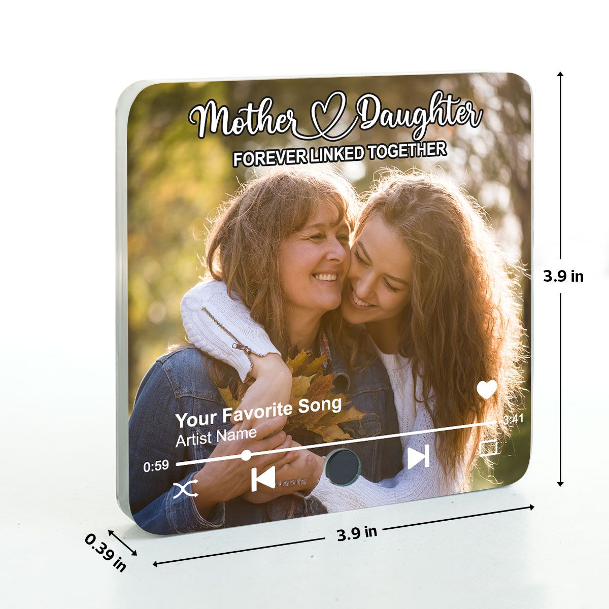 Mother & Daughters Sons Forever Linked Together Upload Photo Personalized Music Fridge Magnet, Heartfelt Mother's Day Gift , Birthday Gift For Mom