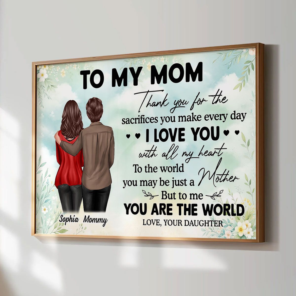 To My Mom From Daughter Happy Mother's Day Personalized Canvas, Mother's Day Gift For Mom