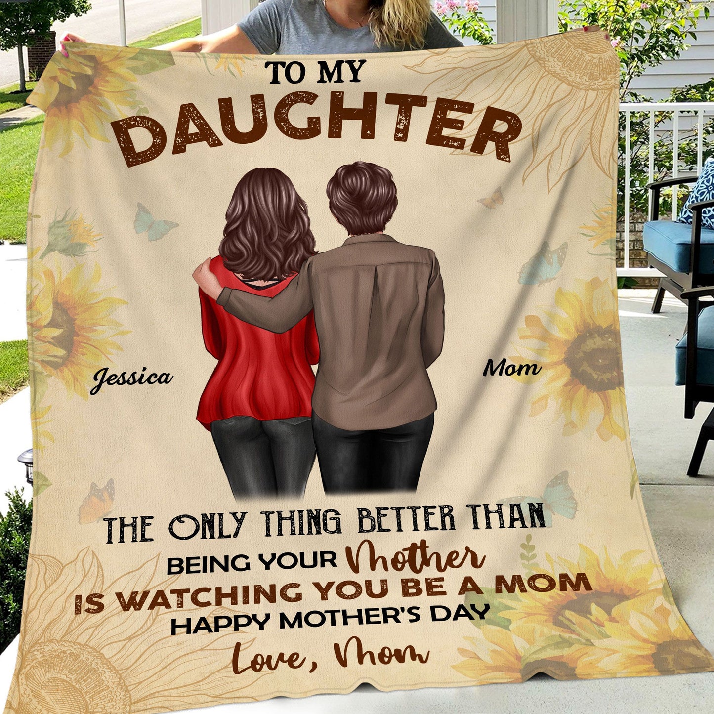 To My Daughter From Mom Happy Mother's Day Personalized Fleece Blanket, Mother's Day Gift For Daughter
