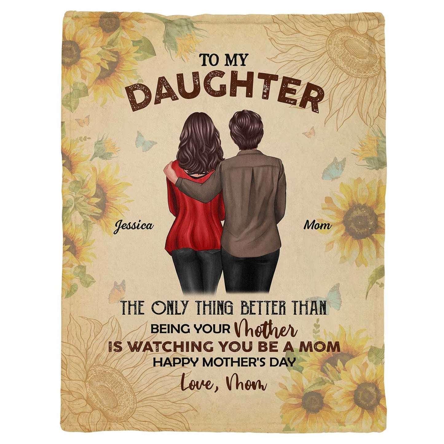 To My Daughter From Mom Happy Mother's Day Personalized Fleece Blanket, Mother's Day Gift For Daughter