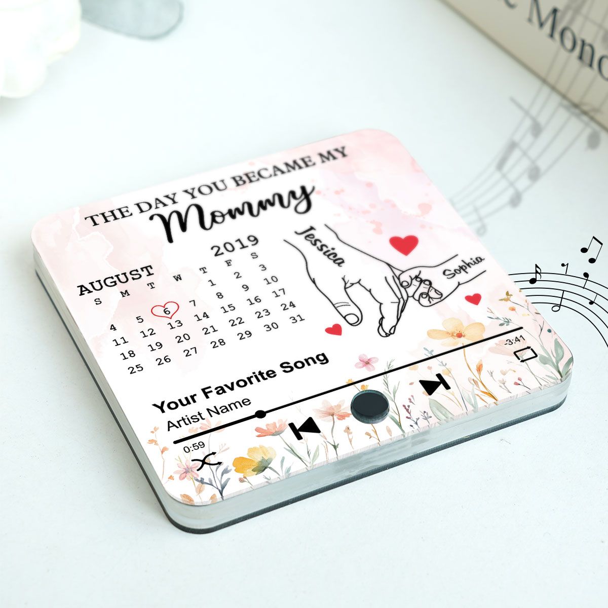 The Day You Became My Mom Grandma Custom Calendar Personalized Music Fridge Magnet, Birthday, Mother's Day, Just Because Gift for Mom, Grandma