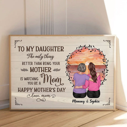 Beach Landscape Inside Wreath To My Daughter From Mom Personalized Canvas, Mother's Day Gift For Daughter