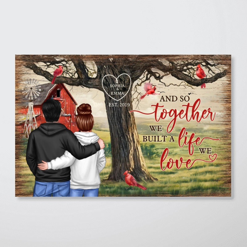 Personalized Couples Tree Large Farmhouse Canvas Wall Art, Valentine's Day Gift, Anniversary Gift For Couples, For Him, For Her