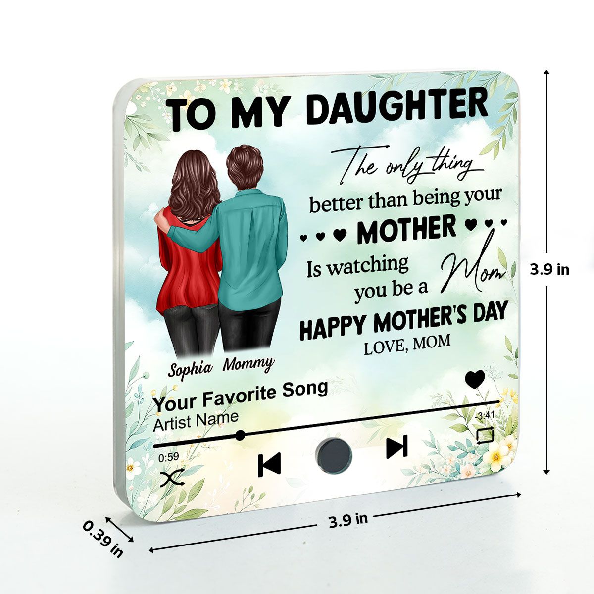 To My Daughter From Mom Personalized Music Fridge Magnet, Heartfelt 2025 Mother's Day Gift For Daughter