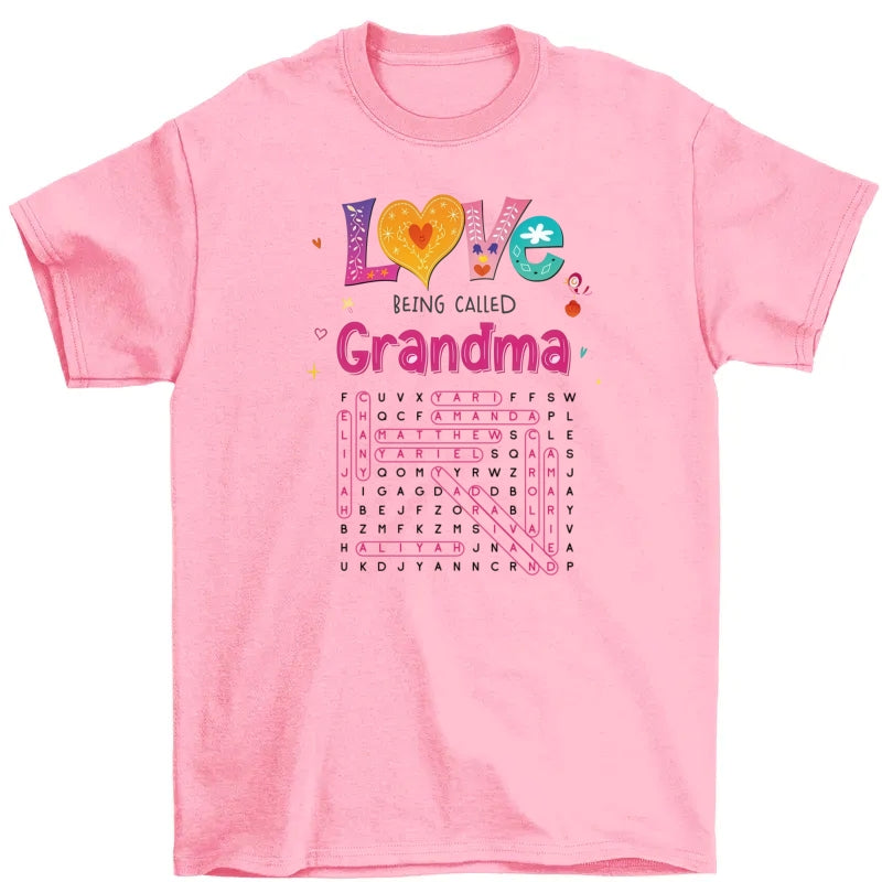 Love Being Called Grandma Colorful Word Search Puzzle - Personalized Shirt - Mother's Day Gift For Grandma Mom