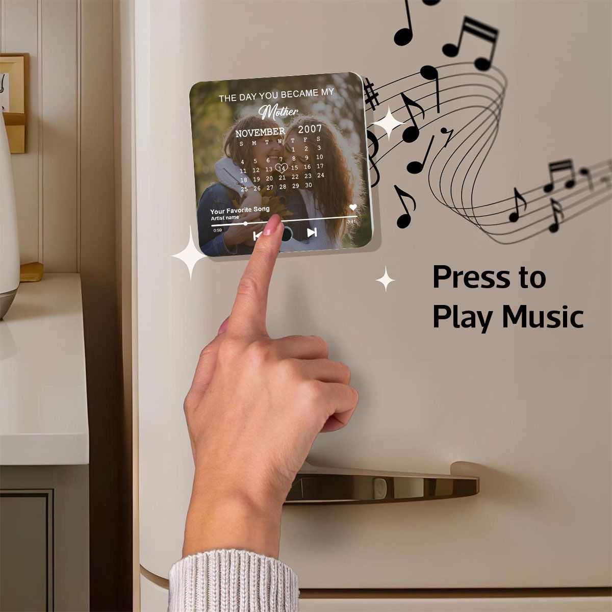 The Day You Became My Mom Custom Calendar Photo Upload Personalized Music Fridge Magnet, Birthday, Mother's Day, Just Because Gift for Mom