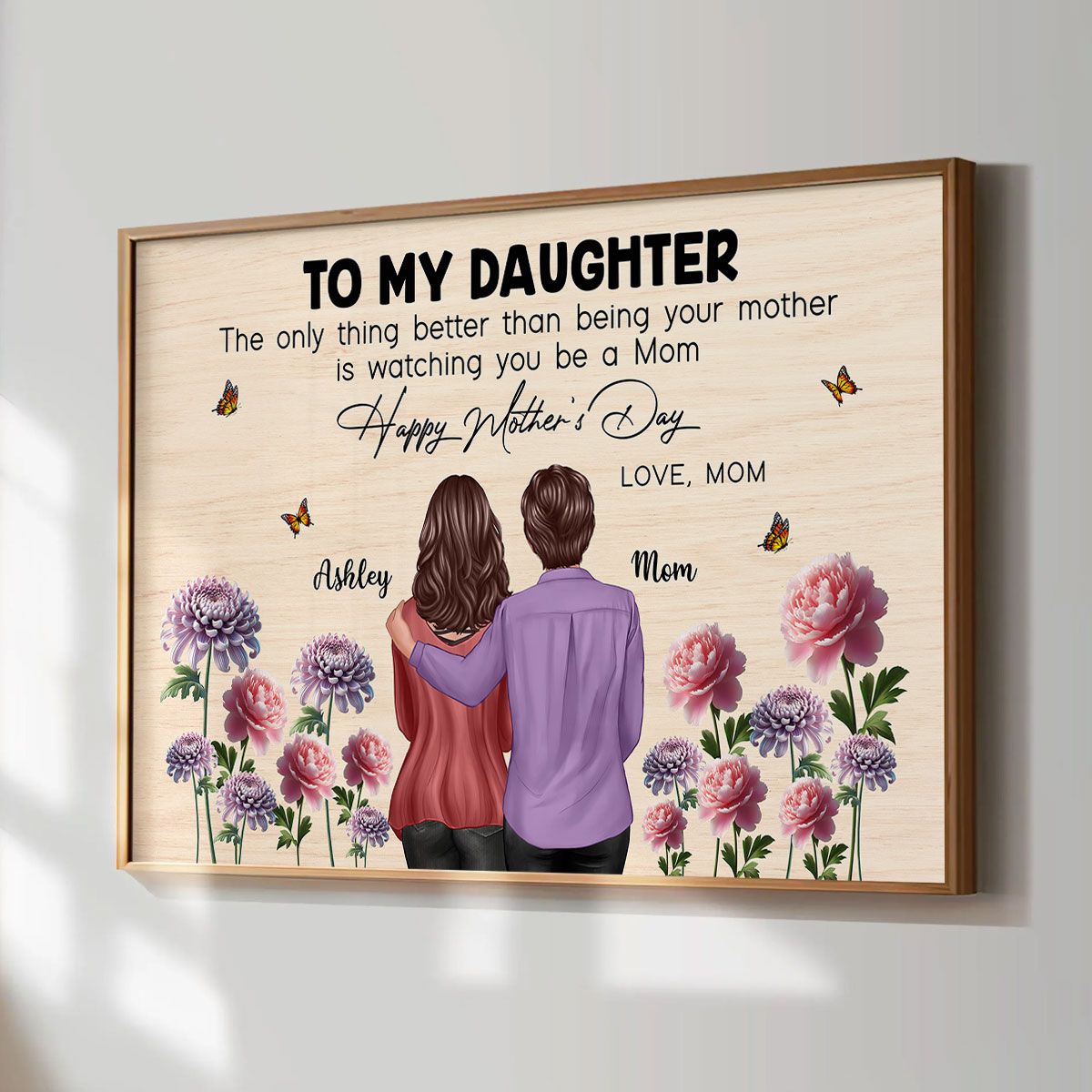 To My Daughter From Mom Happy Mother's Day Birth Flower Personalized Canvas, Mother's Day Gift For Daughter