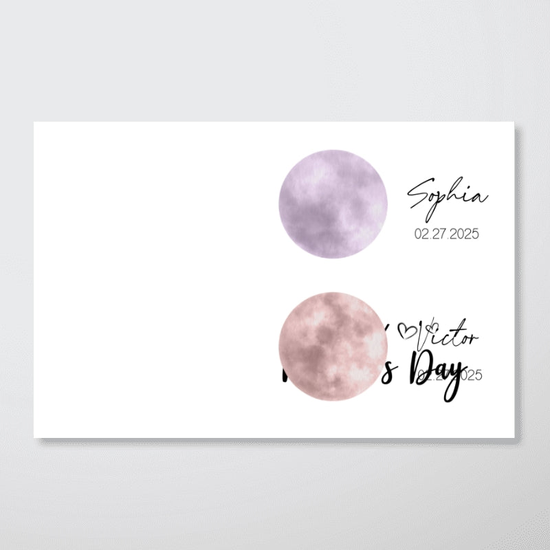 Colorful Birth Moon Phase The Day You Become Mom Grandma Personalized Canvas, Mother's Day Gift