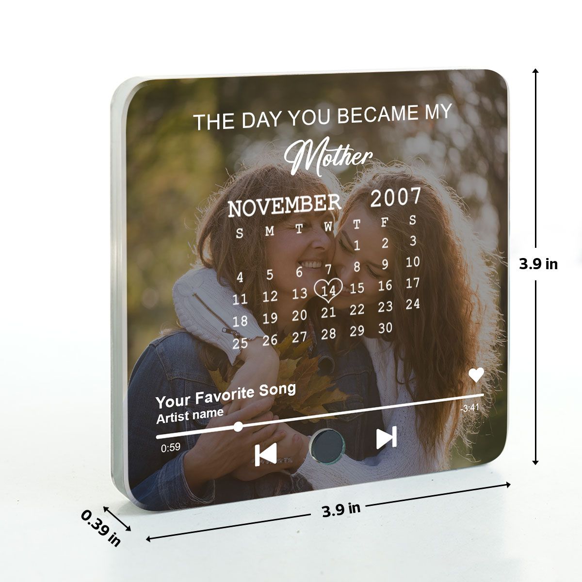 The Day You Became My Mom Custom Calendar Photo Upload Personalized Music Fridge Magnet, Birthday, Mother's Day, Just Because Gift for Mom