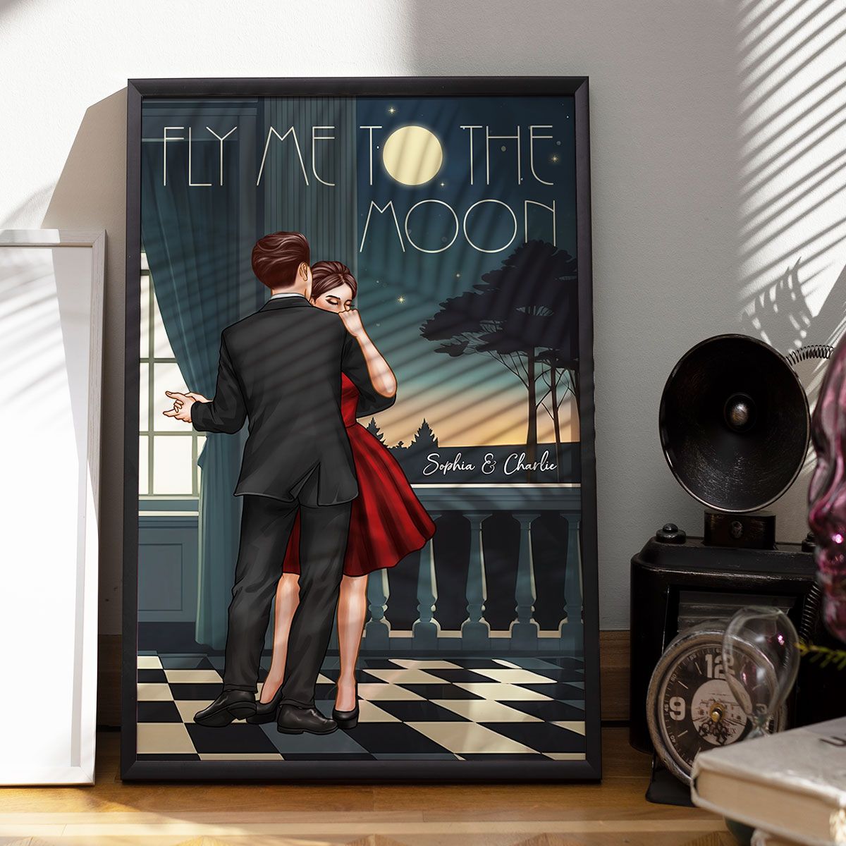 Couple Dancing In Moonlight Couple Anniversary Gift Personalized Poster
