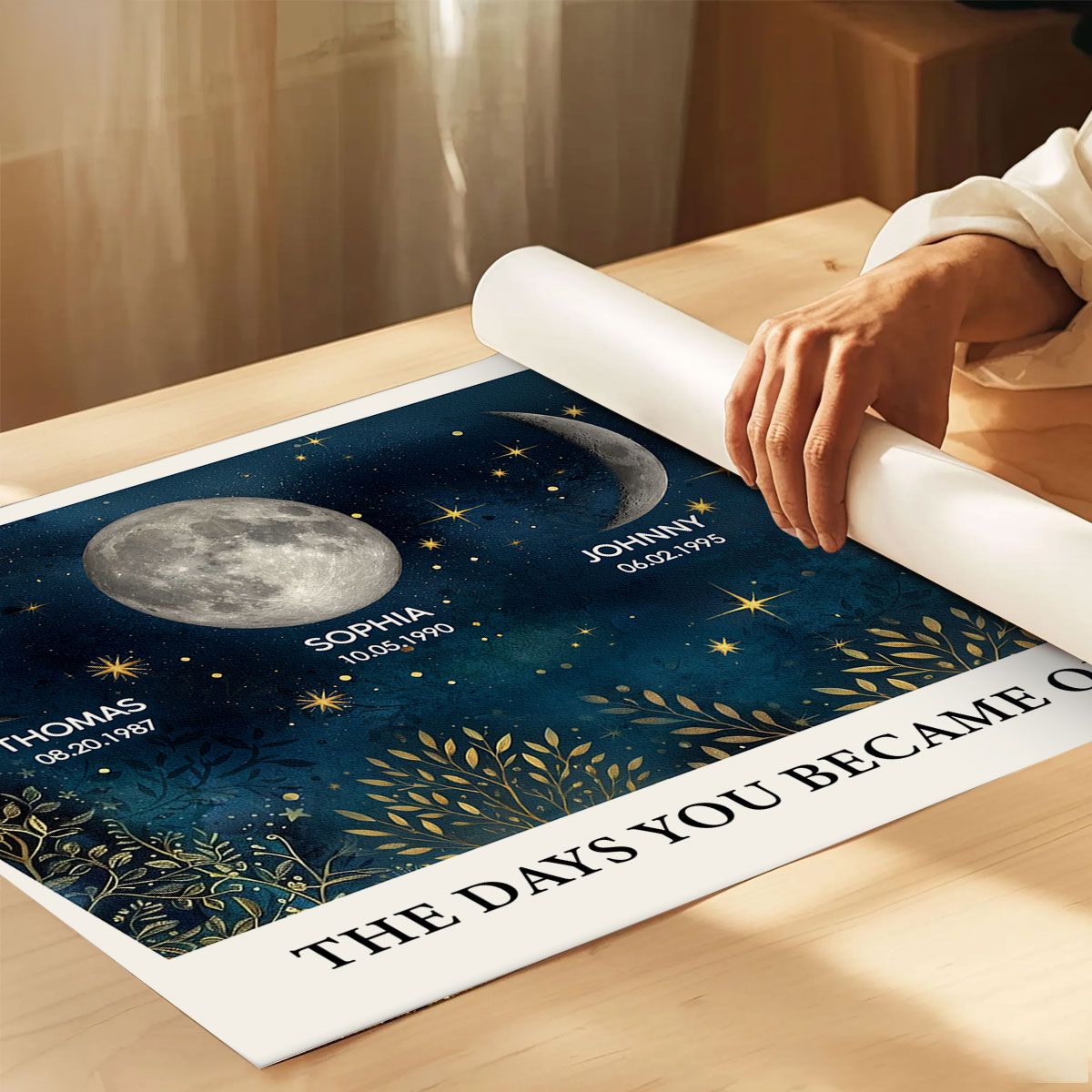 Beautiful Night Sky Custom Birth Moon Phase The Day You Became Our Mom Personalized Canvas, Mother's Day Gift