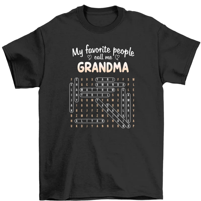 Favorite People Call Me Grandma Word Search Puzzle - Personalized Shirt - Mother's Day Gift For Grandma