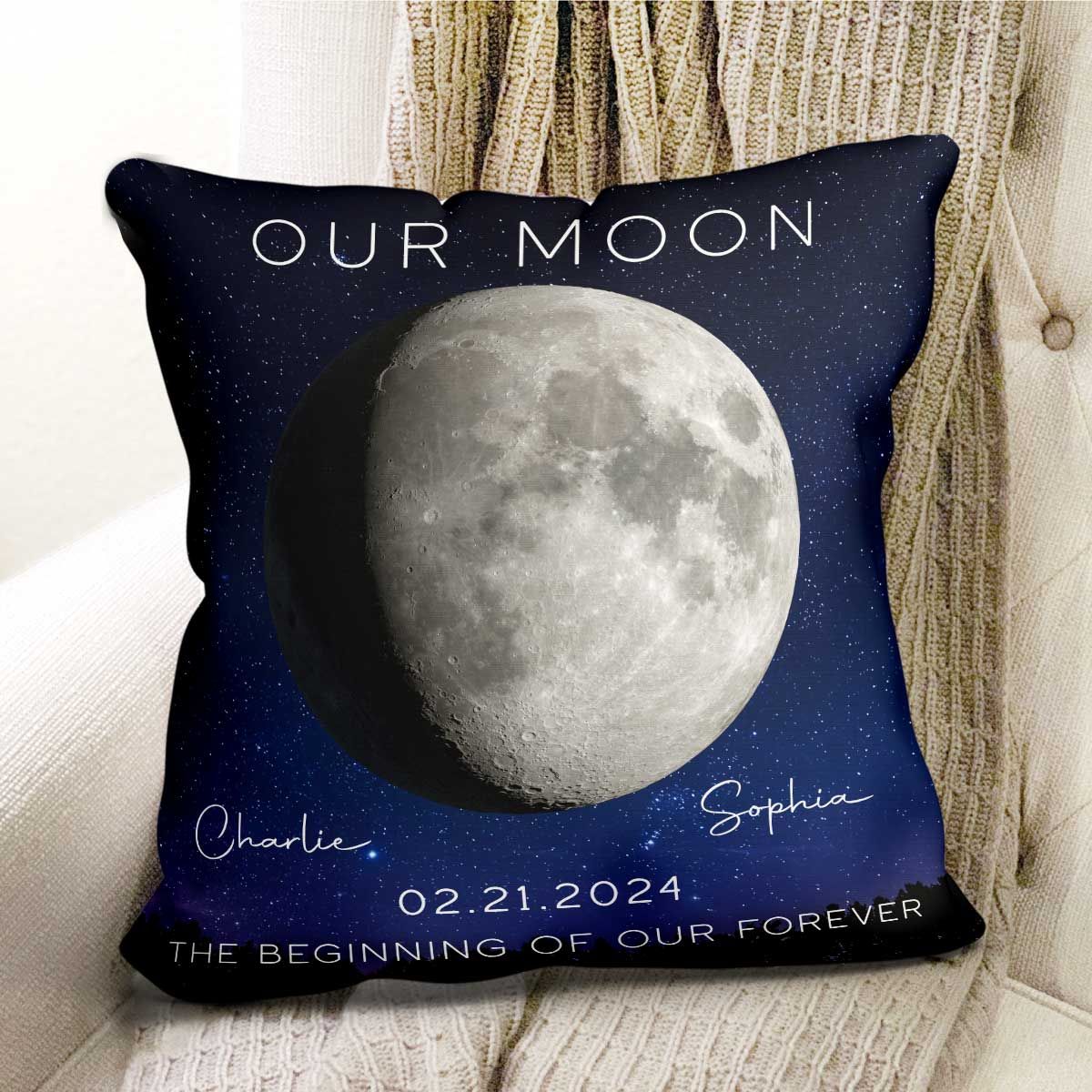 Our Moon Couple Gift Moon Phase Art Anniversary Gift For Him Gift For Her Personalized Pillow