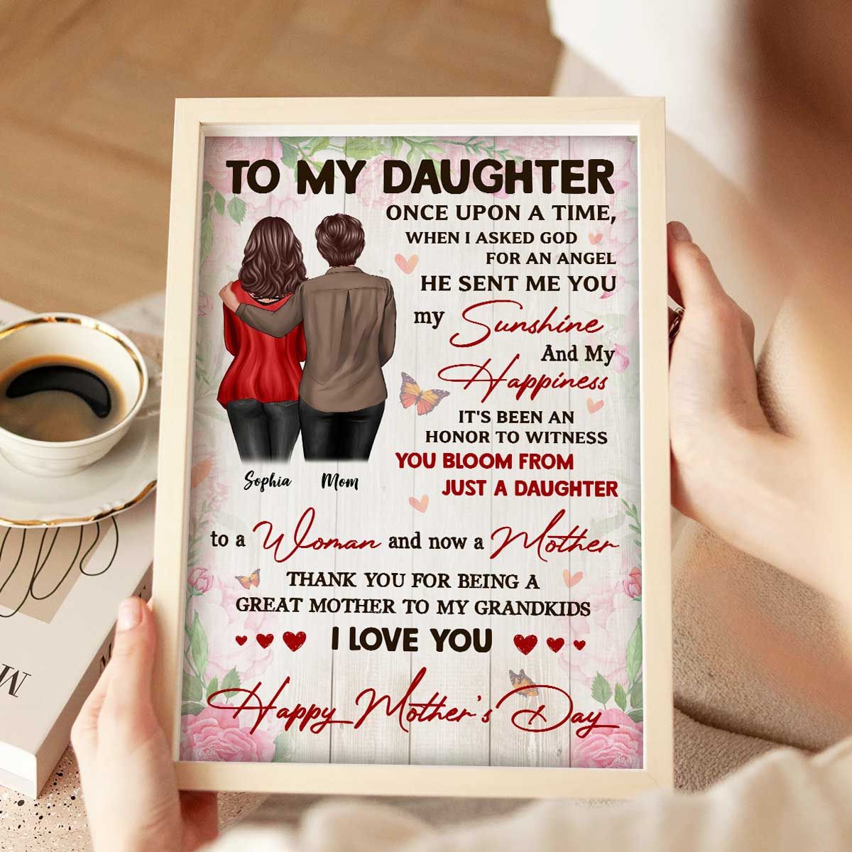 Watching You Be A Mom Happy Mother's Day From Mom Personalized Canvas, Mother's Day Gift For Daughter