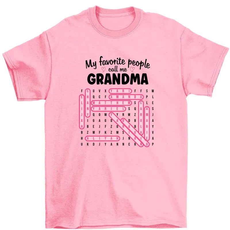 Grandma's Favorite People Word Search Puzzle - Personalized Shirt - Mother's Day Gift For Grandma Mom