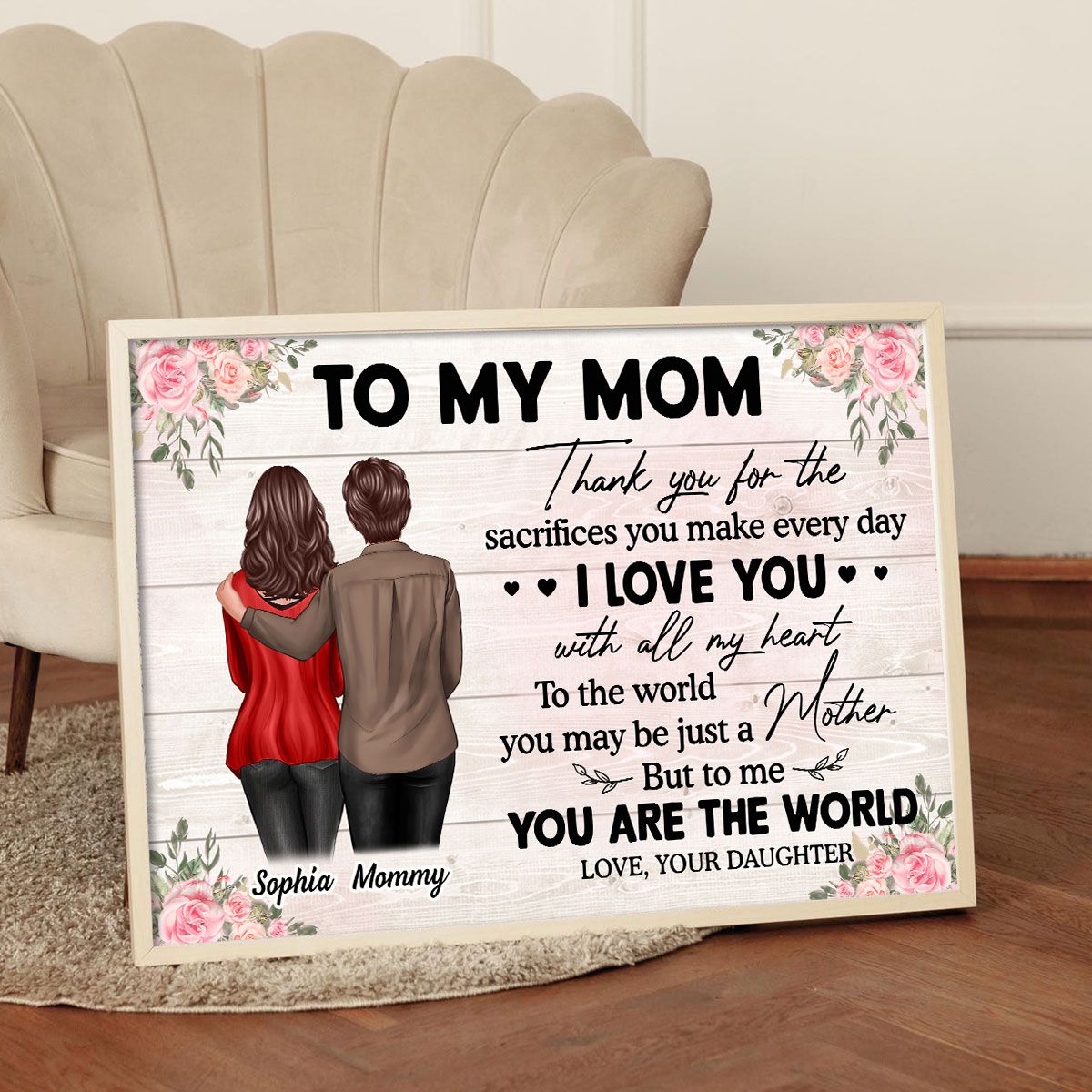 To My Mom From Daughter Happy Mother's Day Personalized Canvas, Mother's Day Gift For Mom