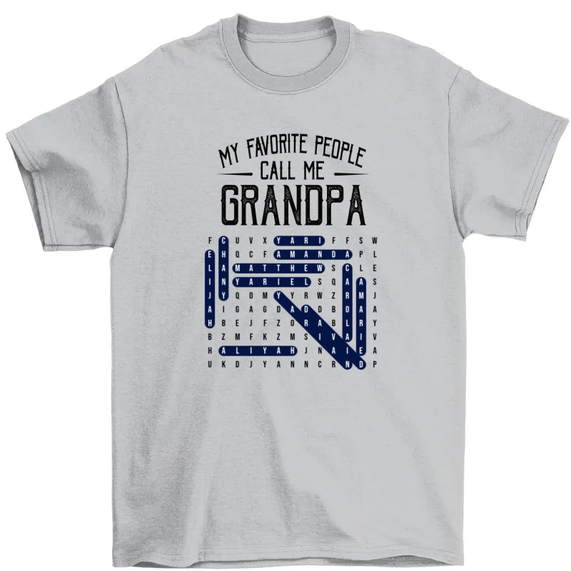 Grandpa's Favorite People Word Search Puzzle - Personalized Shirt - Gift For Grandpa, Dad
