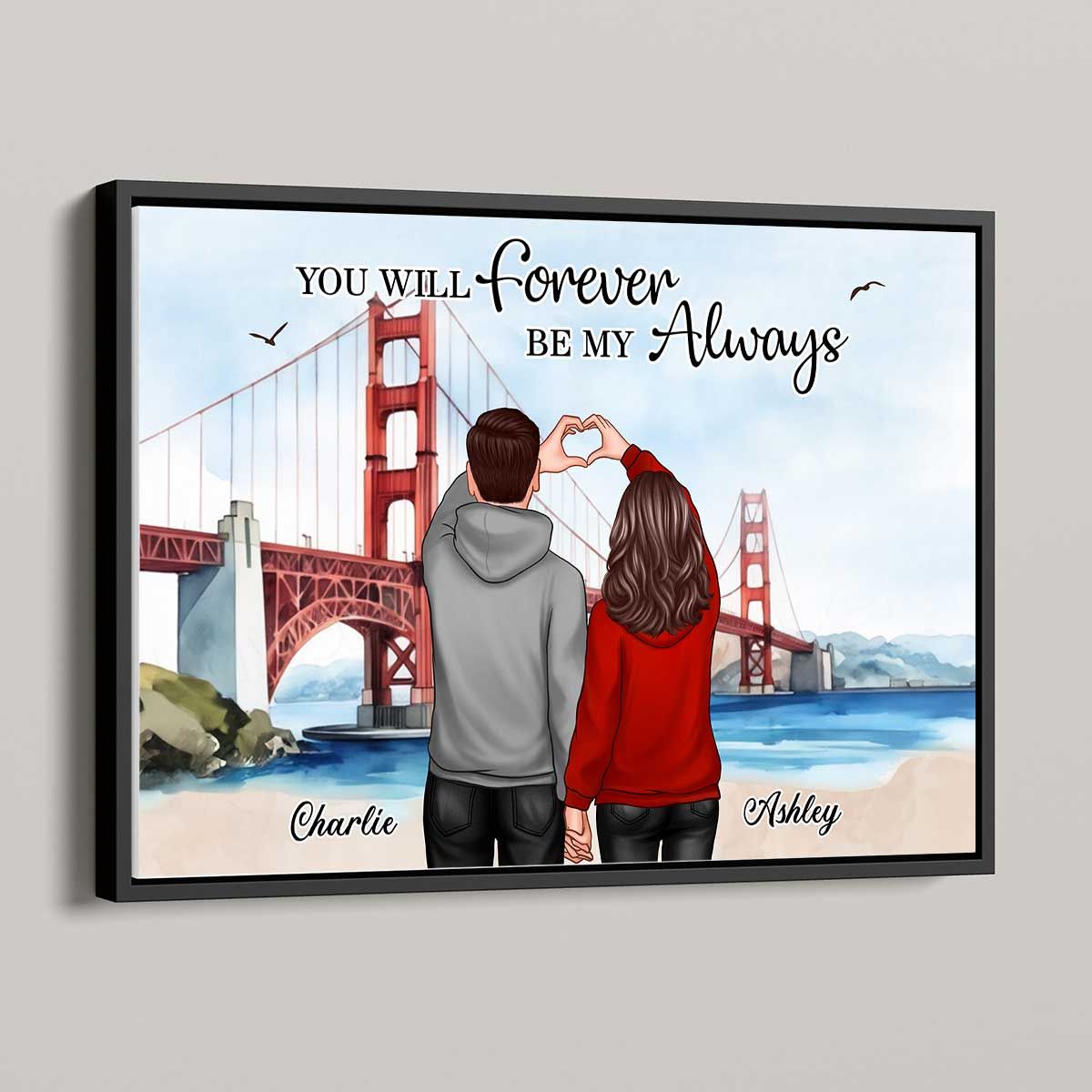 Personalized Couple Bridge Landscape Poster, Valentine's Day Gift, Anniversary Gift for Couples