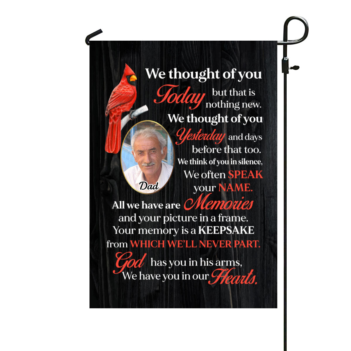 Thought Of You Today Memorial Personalized Cardinal Flag for Graves