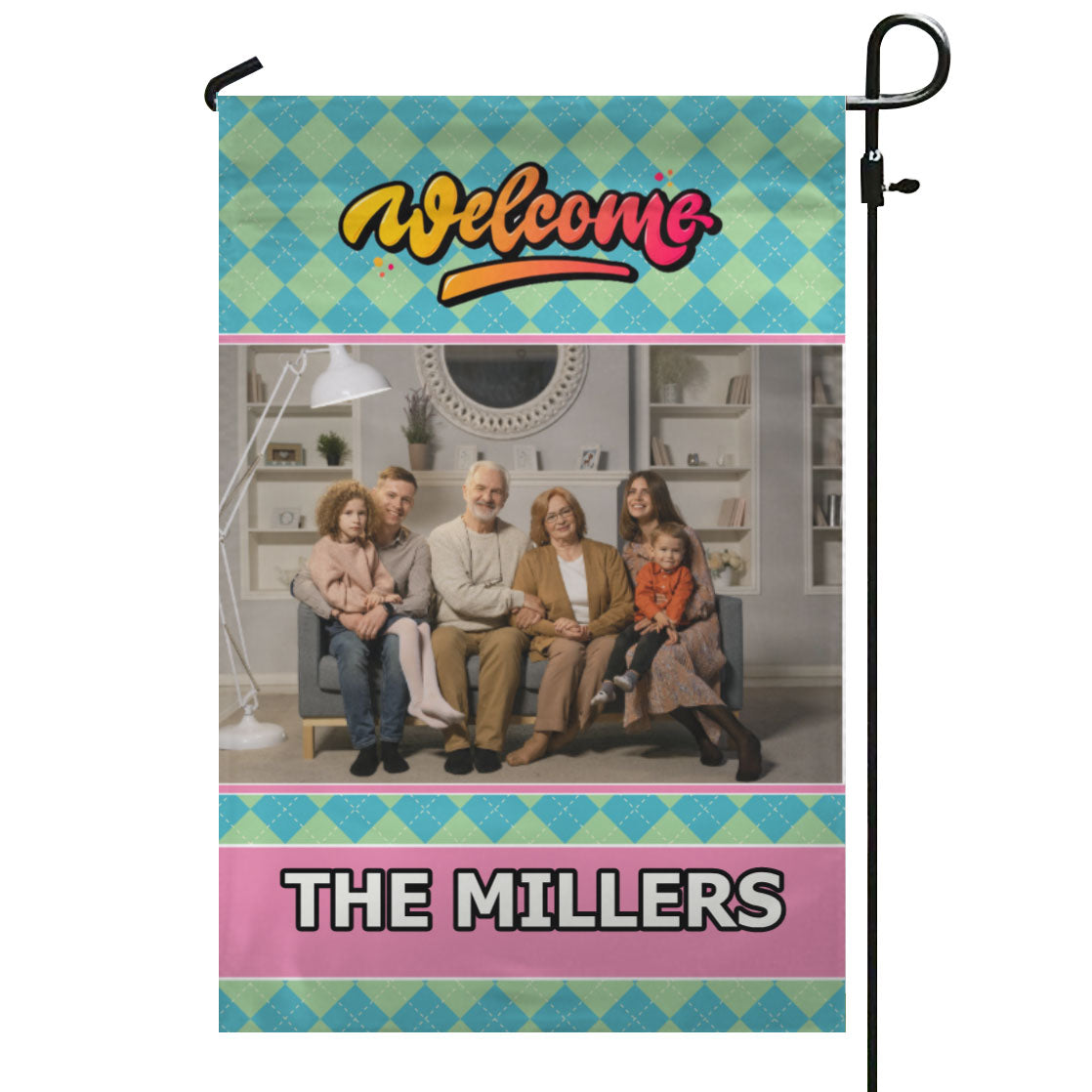 Easter Welcome – Personalized Photo & Family Name Garden & House Flag