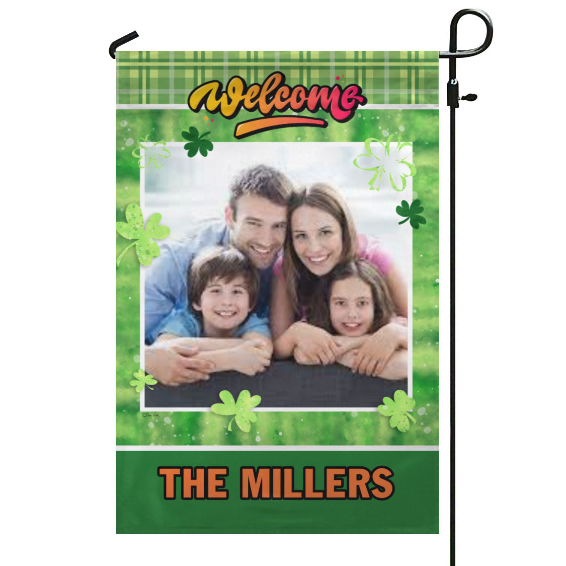 Get Lucky Welcome Personalized Photo & Family Name Garden & House Flag