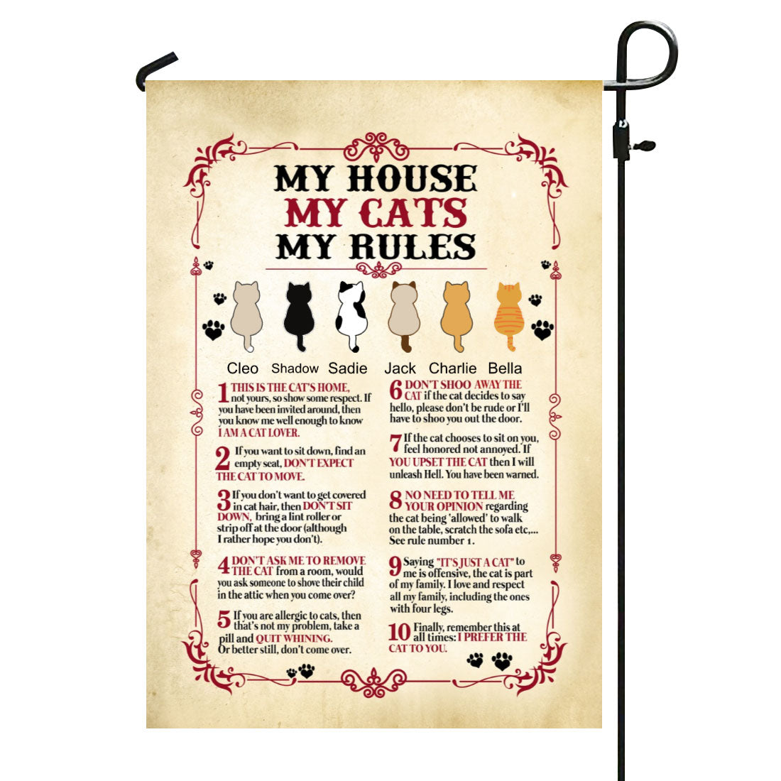 My House My Cats My Rules Personalized Cat Decorative Garden Flags
