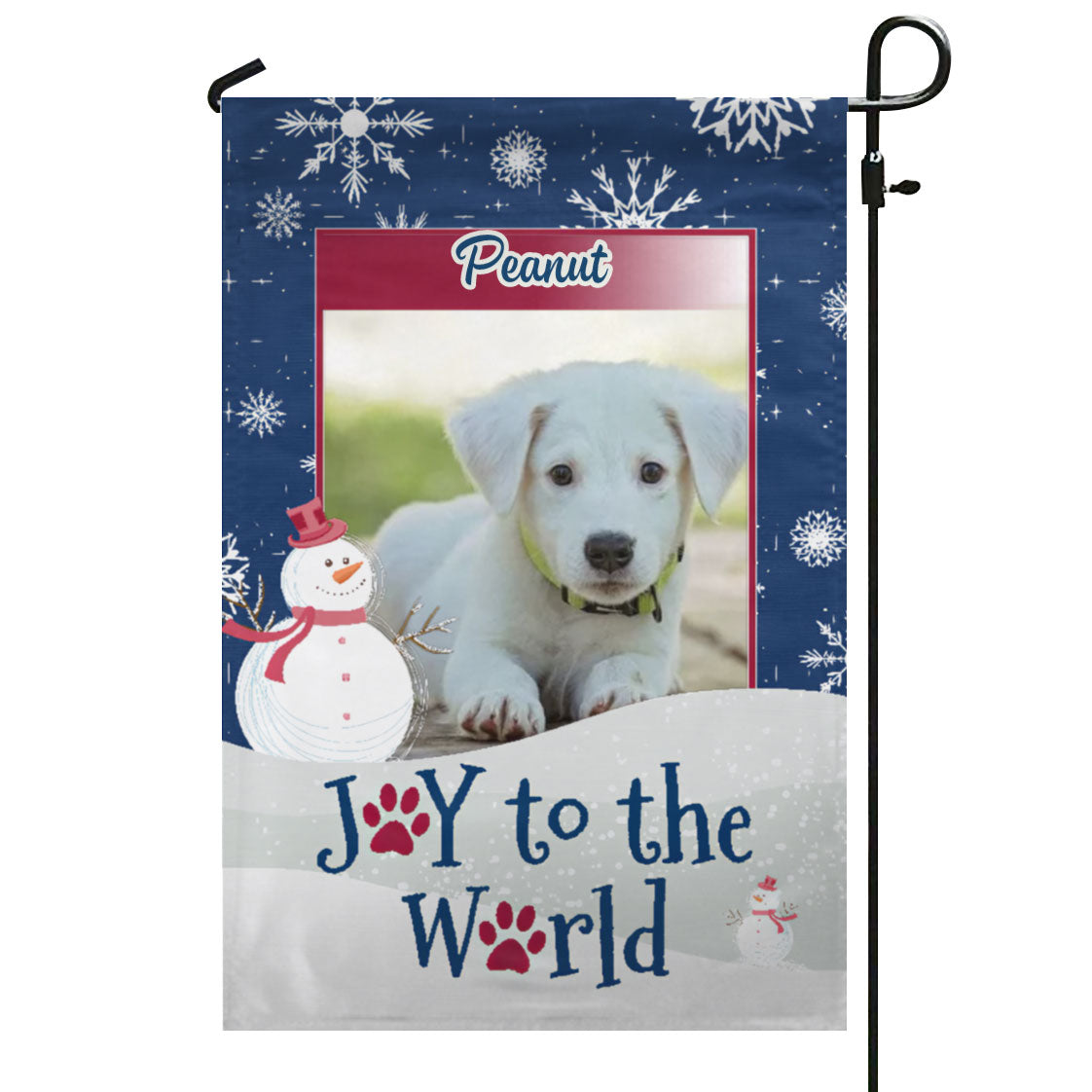 Christmas Snowflakes Personalized Photo & Name – Garden Flag & House Flag