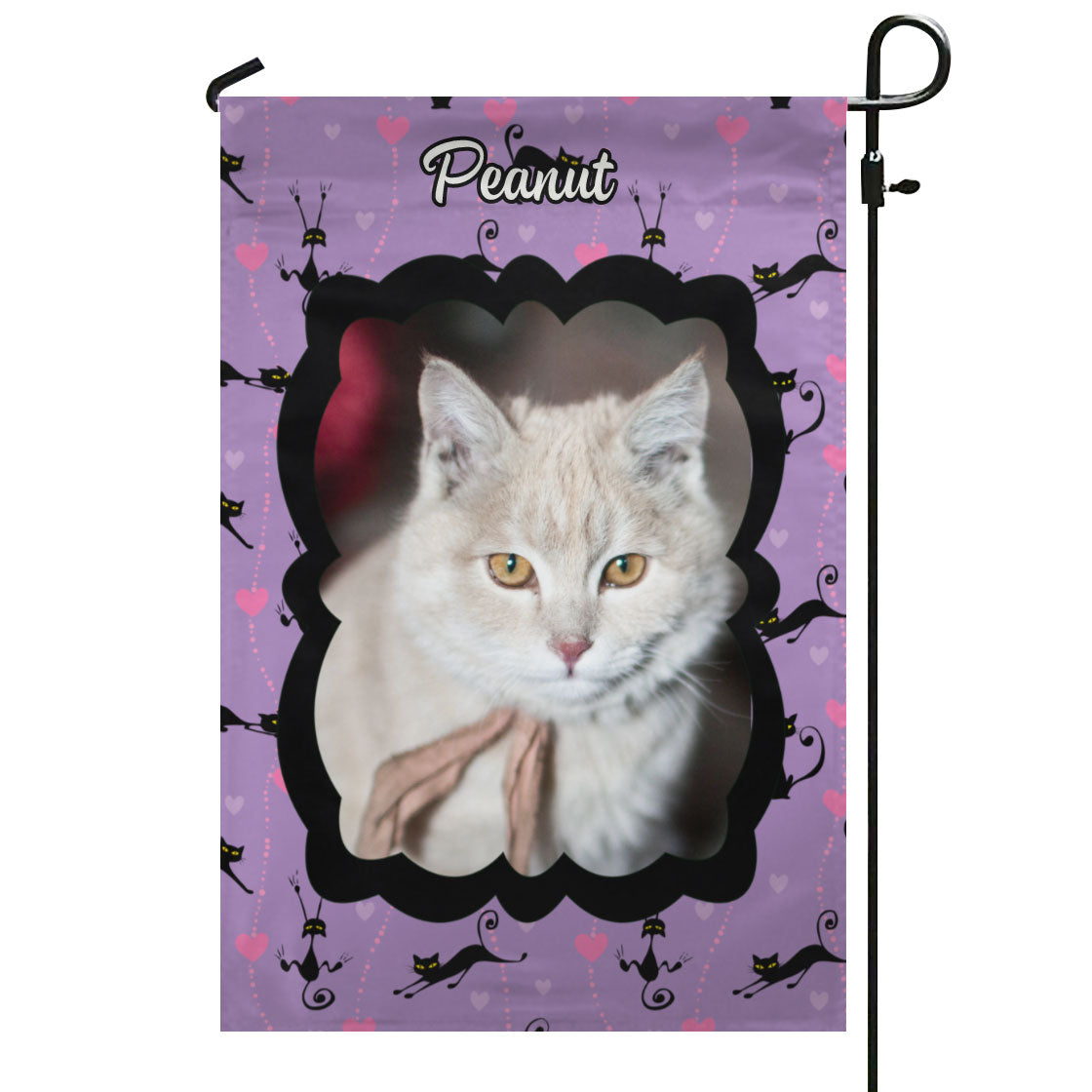 Cats & Hearts – Personalized Photo & Name – Garden Flag & House Flag