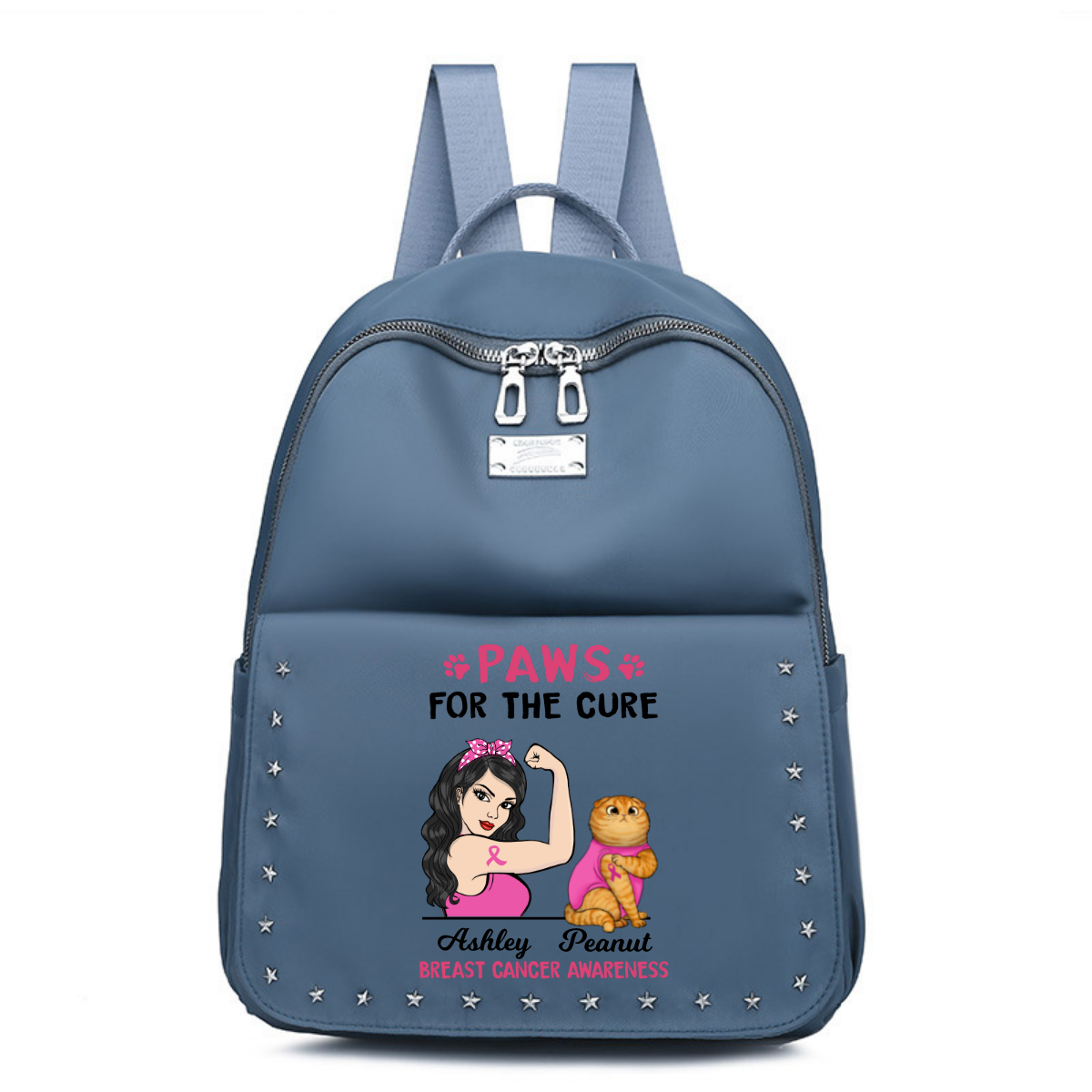 Tattooed Cat Breast Cancer Personalized Backpack