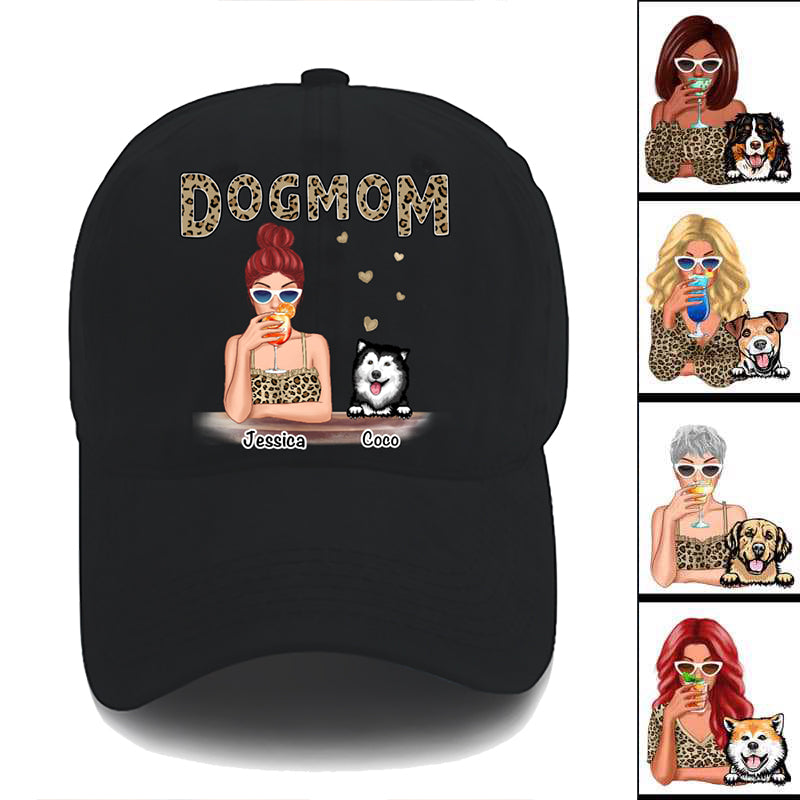 Leopard Dog Mom Personalized Baseball Cap