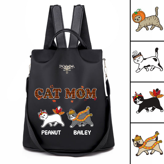 Cat Mom Thanksgiving Personalized Backpack