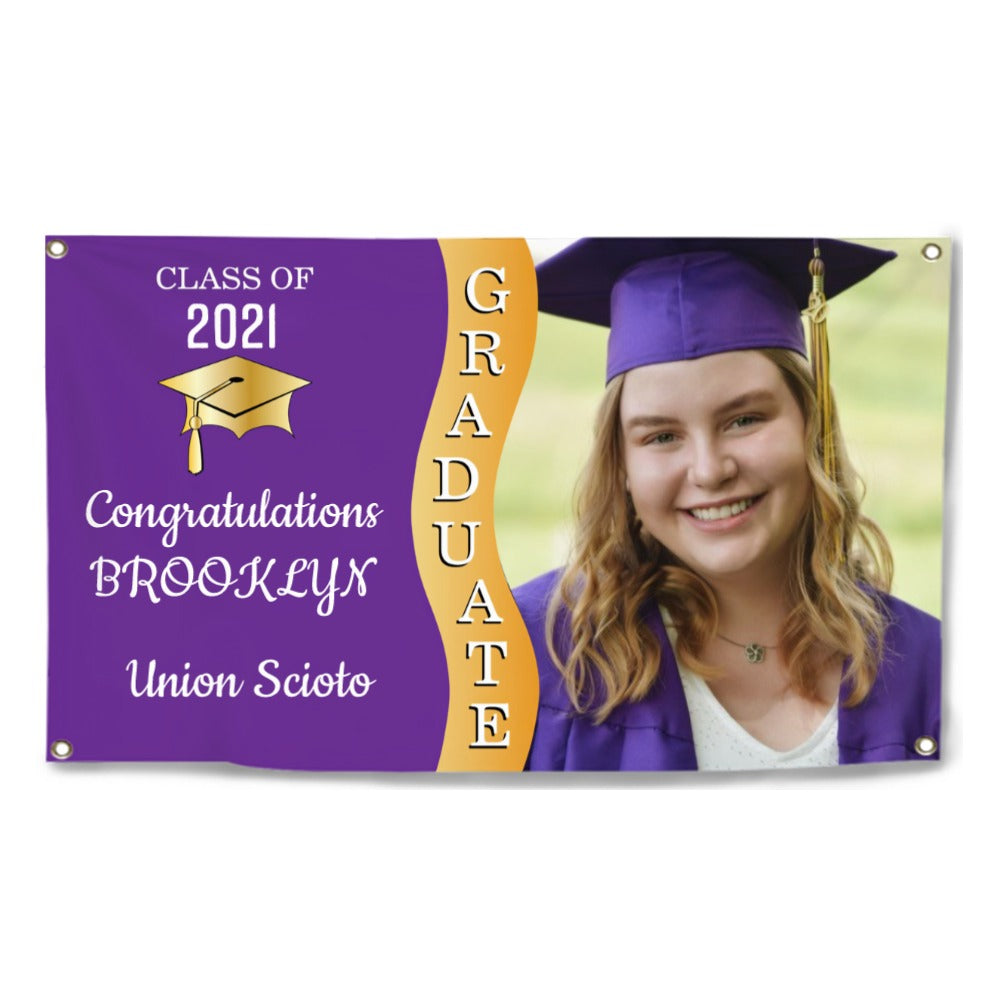 2022 Personalized Name/Photo, 7 Colors Congrats Graduate Wave Photo Banner