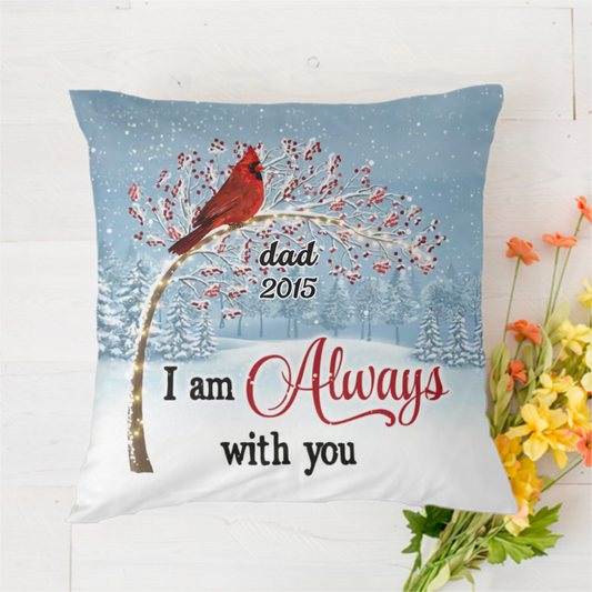 Berry Tree Cardinals Memorial Personalized Polyester Linen Pillow